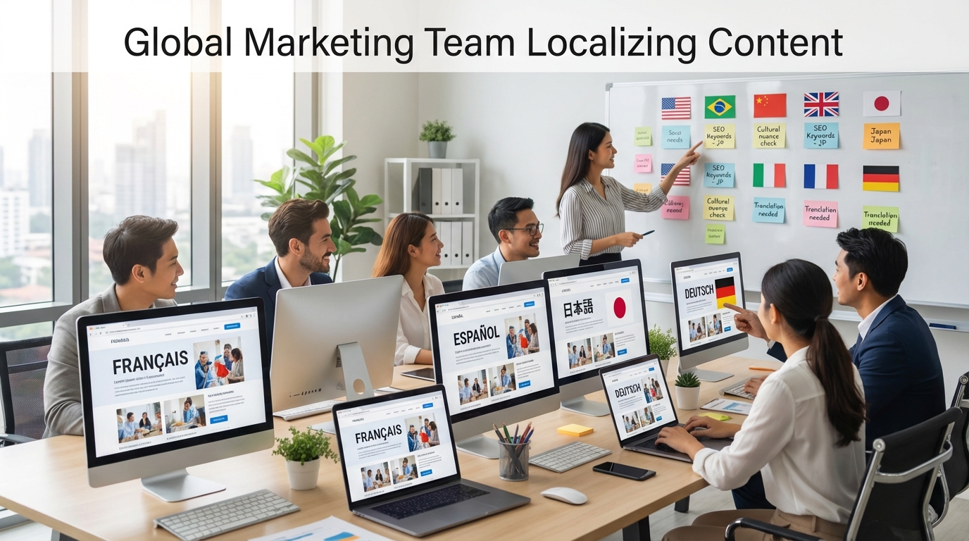 Global Marketing Team Localizing Content