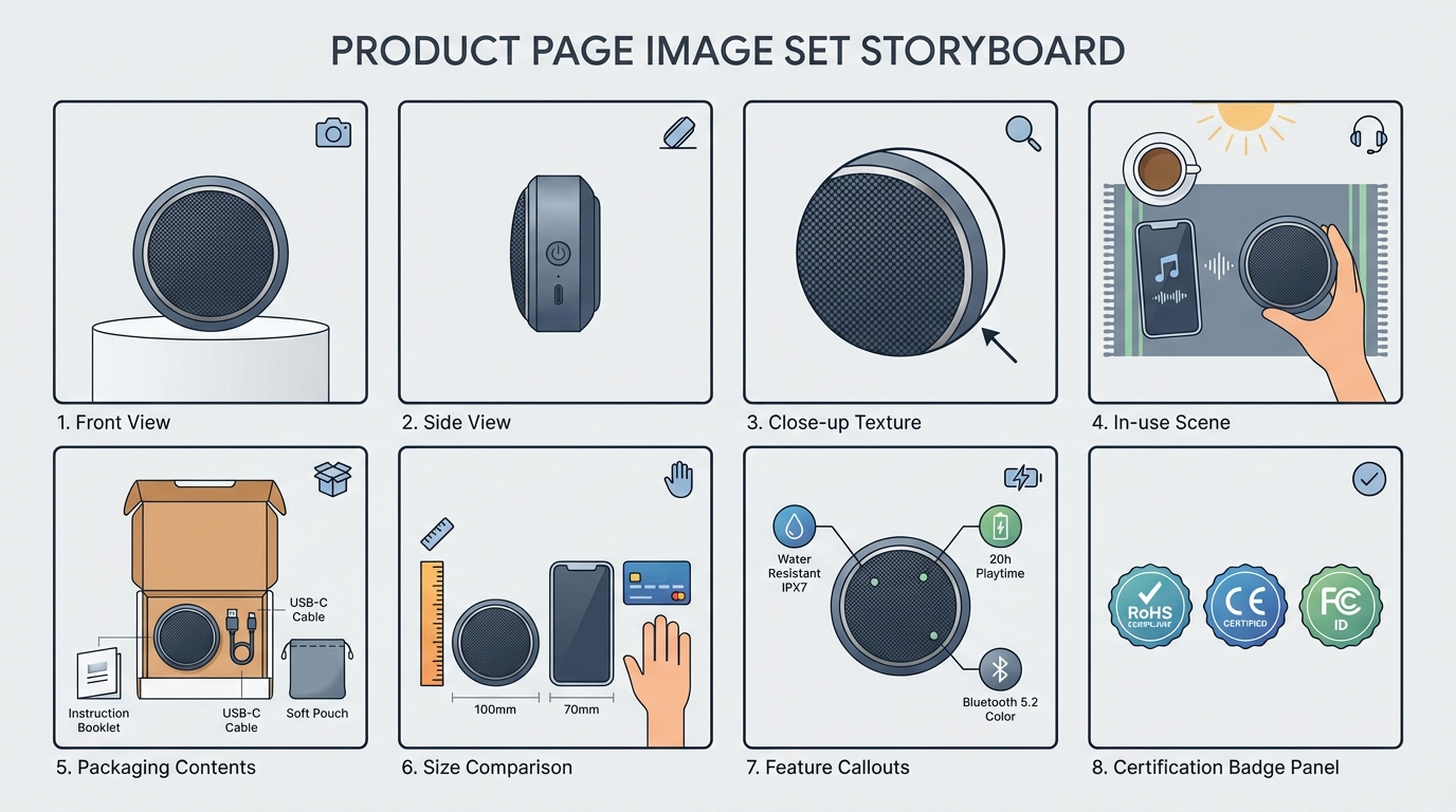 Product page image set storyboard