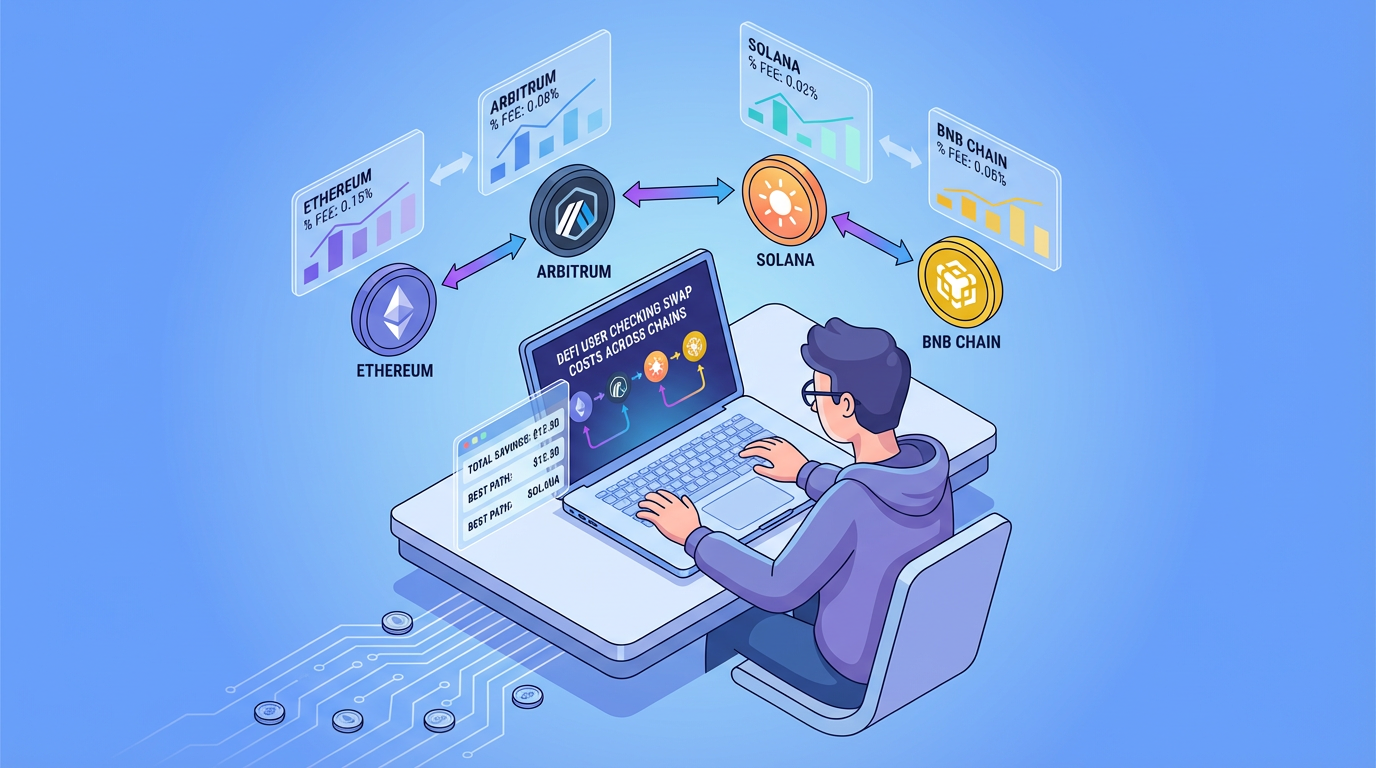 DeFi User Checking Swap Costs Across Chains