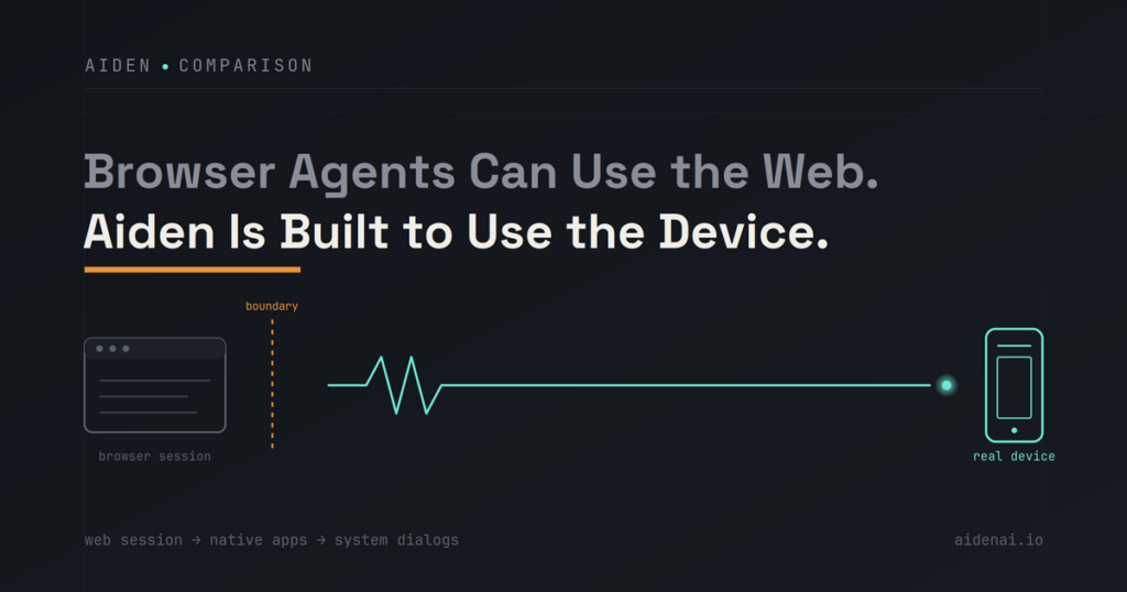 Browser Agents Can Use the Web. Aiden Is Built to Use the Device.